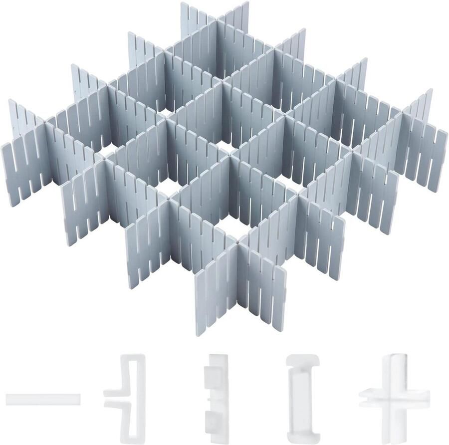 Allecto plus Ladeverdeler 16 stuks verstelbare organizer voor ladekast (blauw) Opbergoplossing voor ondergoed sokken en bureau