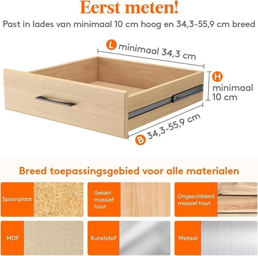 Allecto Plus Ladeverdeler Set van 4 Verstelbare Kunststof Lade Organisers voor Kleding Uitbreidbaar Ideaal voor Slaapkamer Badkamer Keuken en Kantoor Organisatie en Opslag van Hoge Kwaliteit