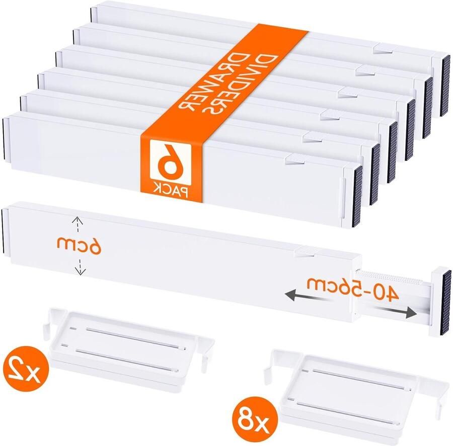 Allecto Plus Ladeverdelers 6 cm Hoog Verstelbaar 6 Pack Kleding & Make-up Organisatie Slaapkamer Badkamer Keuken Kantoor Opbergen