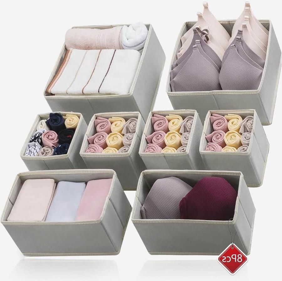 Allecto plus Ladeverdelers voor kleding en ondergoed 8 stuks Grijs