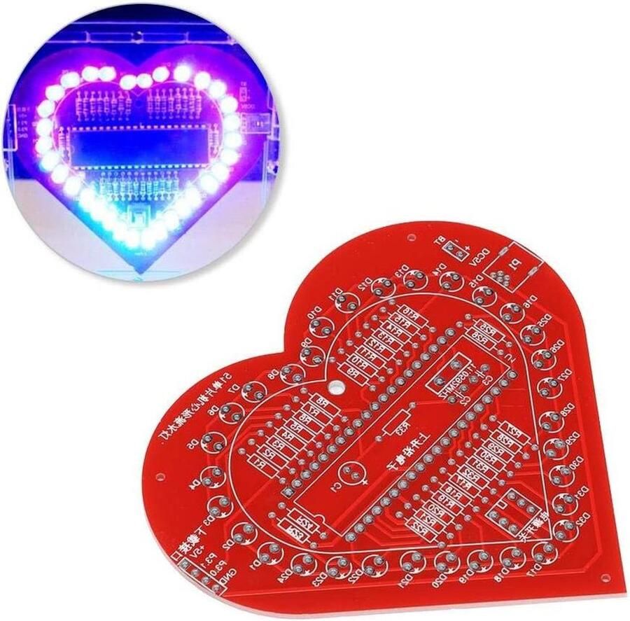 Allecto plus LED Hartvormige Verlichtingskit DIY Kleurrijke MCU-module Elektronische Lamp voor Huisdecoratie