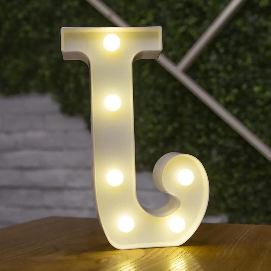 Allecto plus LED letterverlichting symboolvorm alfabet tafellampen verlichte woorden verjaardag bruiloft feest thuis wanddecoratie J