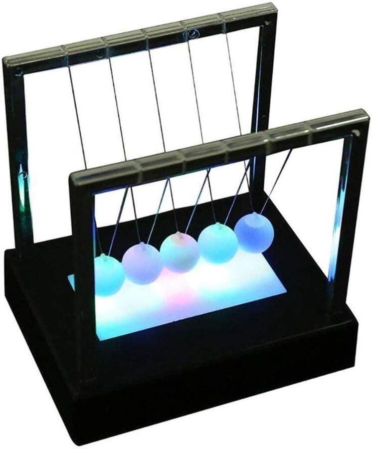 Allecto plus LED Newton's Cradle met Zwaaiballen Fysische Wetten Bureau Decoratie voor Natuurkunde Docenten