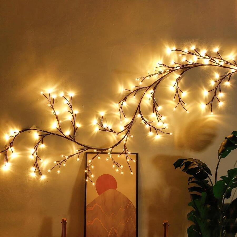 Allecto Plus LED Willow Vine String Verlichting voor Binnendecoratie met 144 LED's Buigbare Kunstmatige Boomtakken Sfeervolle Boomverlichting voor Slaapkamer Decoratieve Lamp met LED Takken