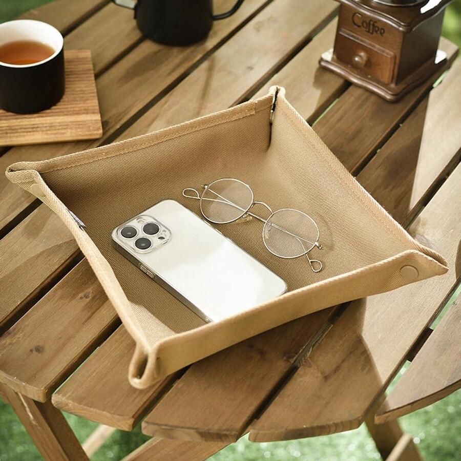 Allecto plus Lederen dienblad voor sleutels en sieraden nachtkast organizer (lichtbruin)