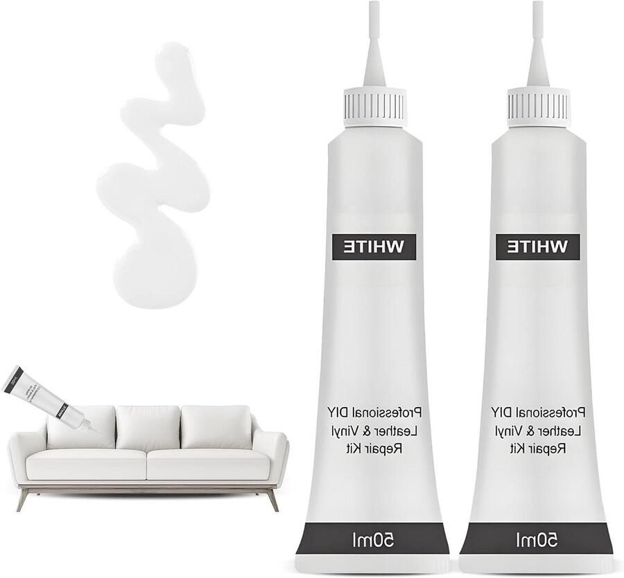 Allecto Plus Lederen reparatieset crème voor autostoelen en banken herstelt lederen kleding tassen riemen 50 ml (wit)