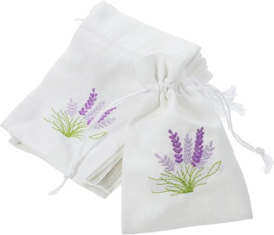 Allecto Plus Lege Lavendelzakjes 10 stuks van Katoen voor Kledingkast Navulbare Geurzakjes Aromatische Zakjes voor Gedroogde Lavendel en Frisheid