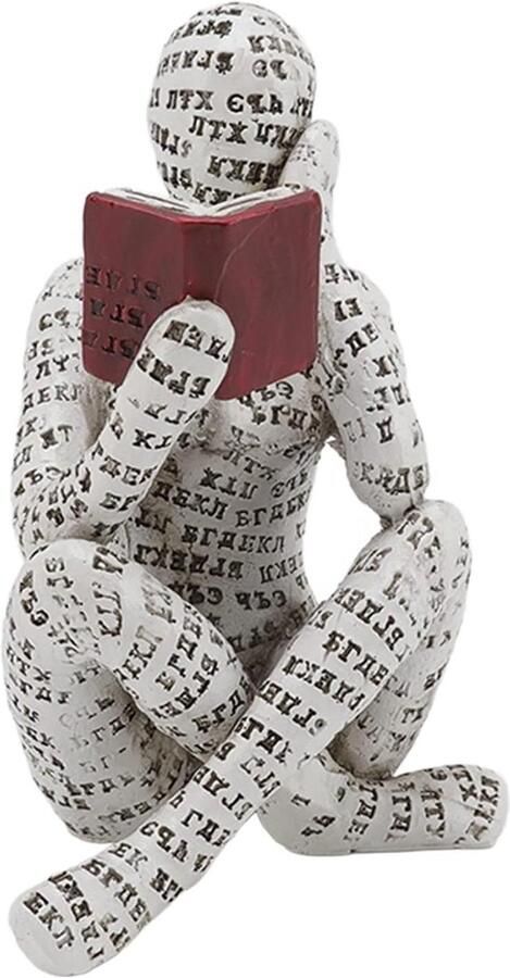 Allecto Plus Lezende Vrouw Beeldje Handgeschilderd Harspulp Tafel en Huisdecoratie Modern Vrouwelijk Figuurbeeld