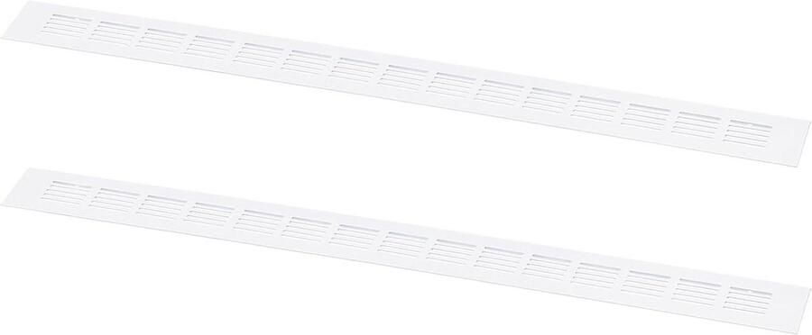 Allecto plus Luchtroosterafdekking voor ventilatiesleuven 2 stuks 600 x 50 mm aluminiumlegering gaas schoenenkast kledingkast wit