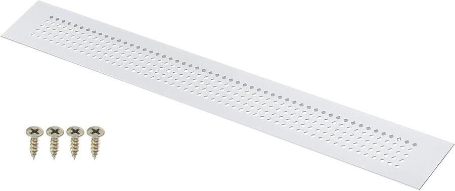 Allecto Plus Luchtsleufafdekking 400x50mm Aluminium Rechthoekig Ventilatieafdekking Deur Kleding Schoenenkast (Zilver)