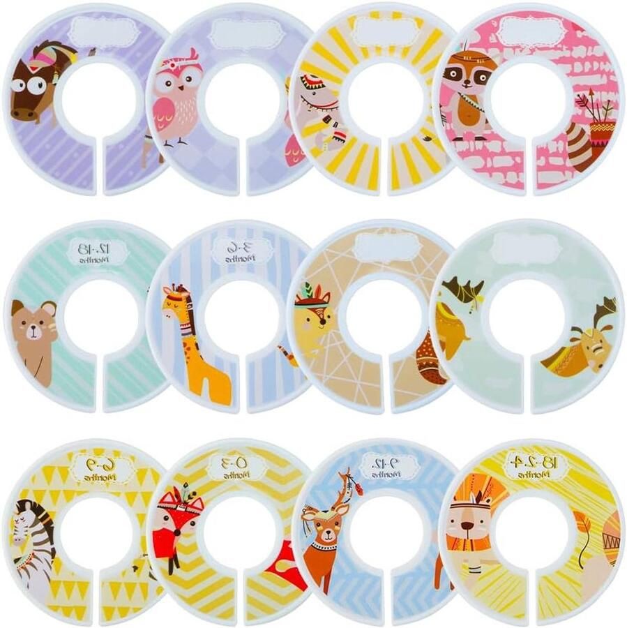 Allecto plus Maatverdelers voor Kleding Set van 12 Stuks Dierenprint Babyfeestjes Garderobe-organizer