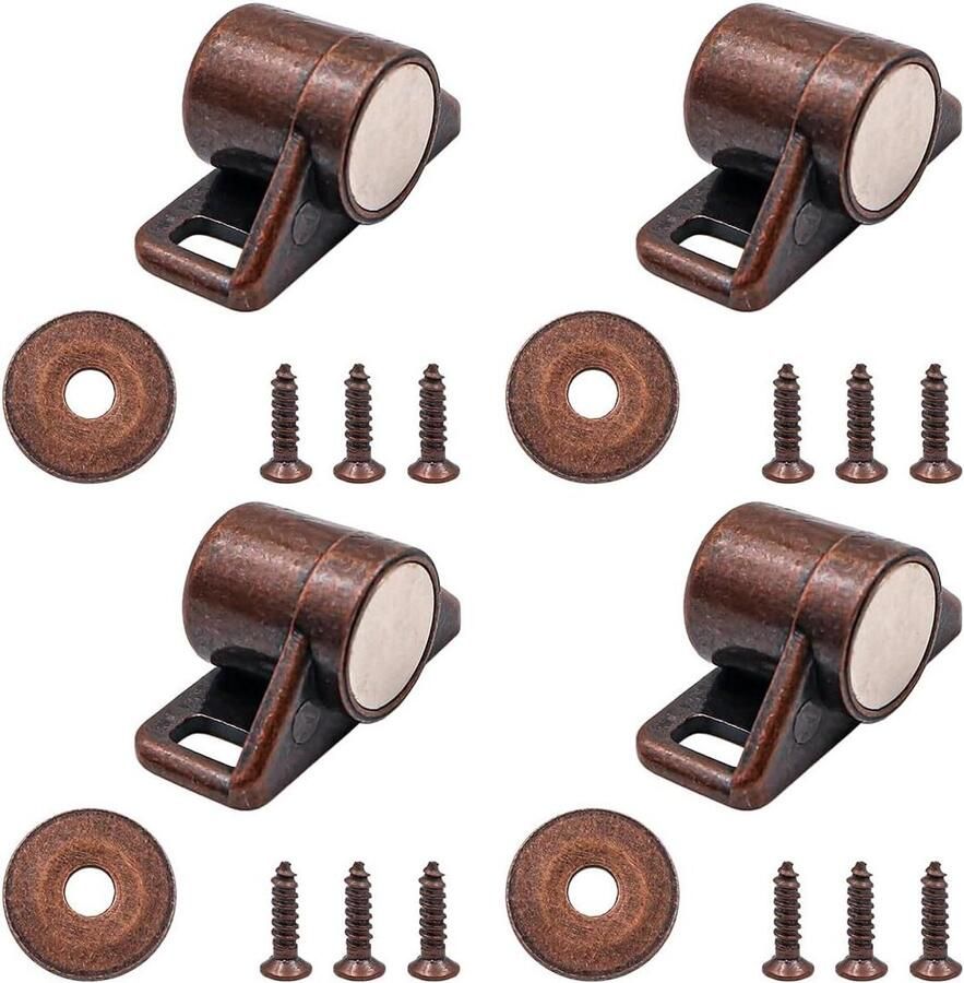 Allecto Plus Magnetische deurvangers 4 stuks voor keukenkast Bronskleurig Praktische kastdeurmagneten met schuifdeursluiting