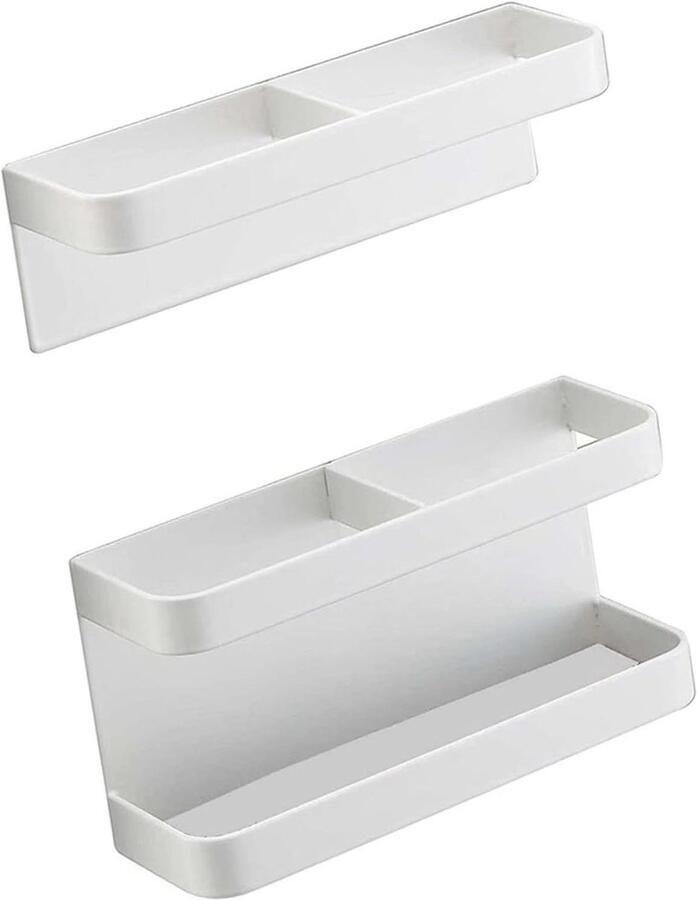 Allecto plus Wandrek voor paraplu's magnetisch en verstelbaar wit decoratieve plaat van koolstofstaal hal accessoire met wandmontage geen boren nodig