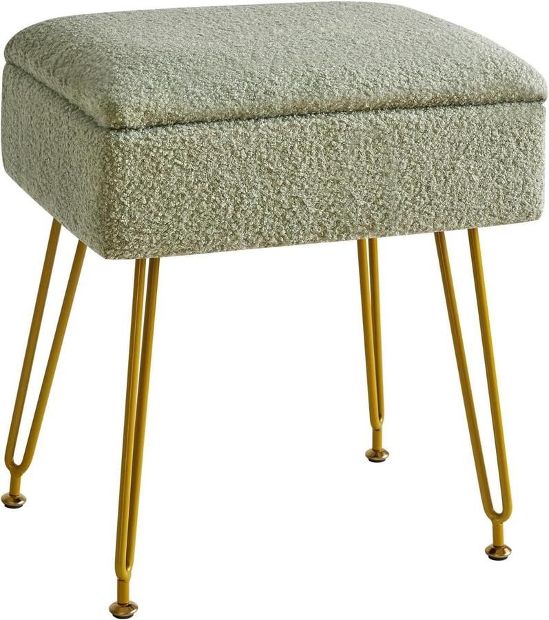 Allecto Plus Make-upkruk met opbergruimte van teddy fluweel Modern design Voor slaapkamer en woonkamer Groen Afmetingen 40 x 30 x 47 cm