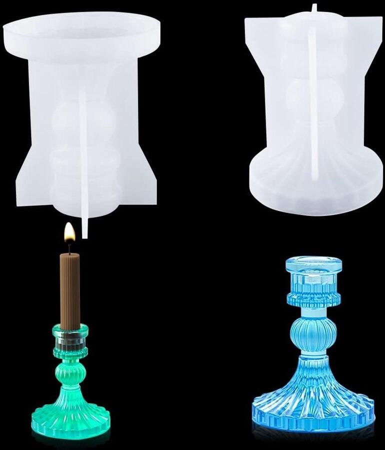 Allecto Plus Mallen voor Vintage Taper Candle Holder en Theelichthouder Gieten Hars Mal voor Kandelaar Diner Tafel Decoratie