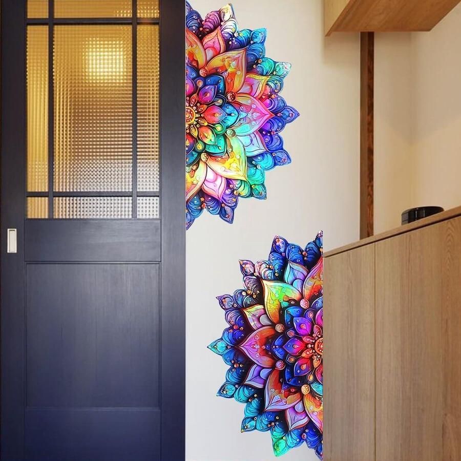 Allecto plus Mandala Muursticker met Metallic Effect Lotusbloemen 3D Muurstickers voor Woonkamer Slaapkamer en Yoga Hoofdbord Decoratie