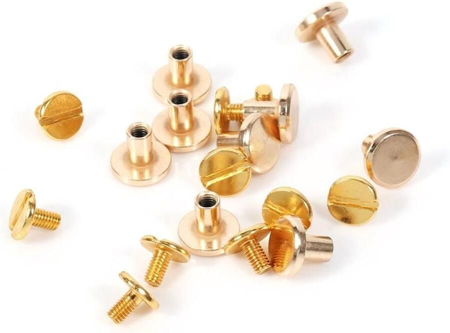 Allecto plus Massief Messing Knop Stud Nagelschroef Set voor Lederen Craft DIY Decoratie Boekbinden 5 6.5 8mm Set van 10 stuks