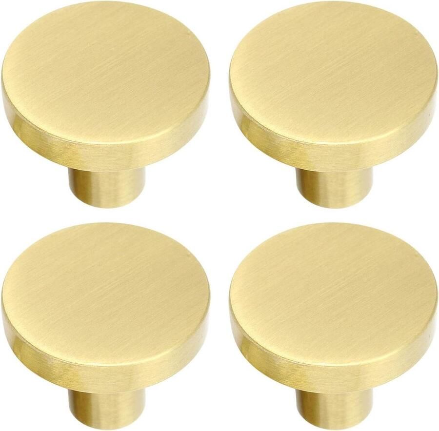 Allecto Plus Massief messing ronde kastknoppen kastdeur handgreep met schroeven voor kledingkast en dressoir set van 4 20mm x 25mm