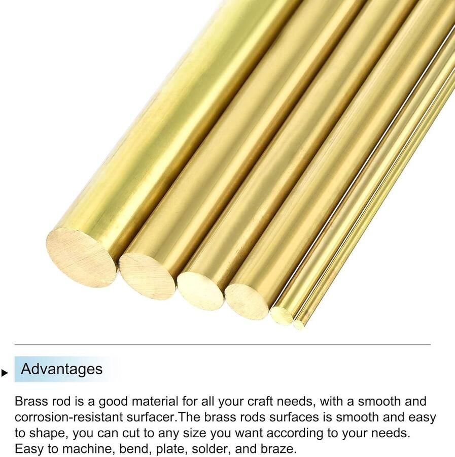 Allecto plus Massief messing ronde stang (3 mm) 1 8 inch x (305 mm) 305 mm Draaibank messenstang voor handwerk DIY vliegtuigmodel Koperen stang voor handgrepen