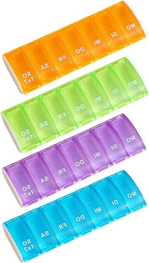 Allecto plus Medicijnbox 4 stuks met zeven verpakkingen draagbaar en waterdicht