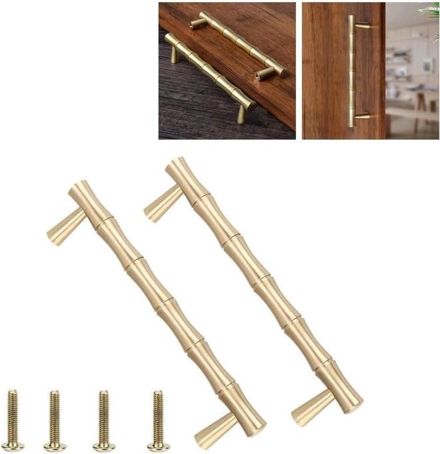 Allecto Plus Messing Kasttrekken Antiek Kabinet Handvat Retro Bamboe Vorm Metaal Keukenkast TV Kast Vintage Stijl Huisinrichting Meubelbeslag