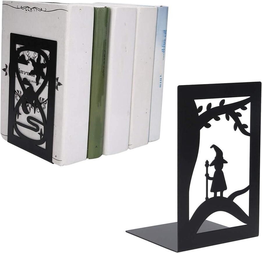 Allecto plus Metalen Boekenkast Zwart Zware-Duty Boekeneinden Opslagboek Documenten Verdeler Opbergrek (#2)