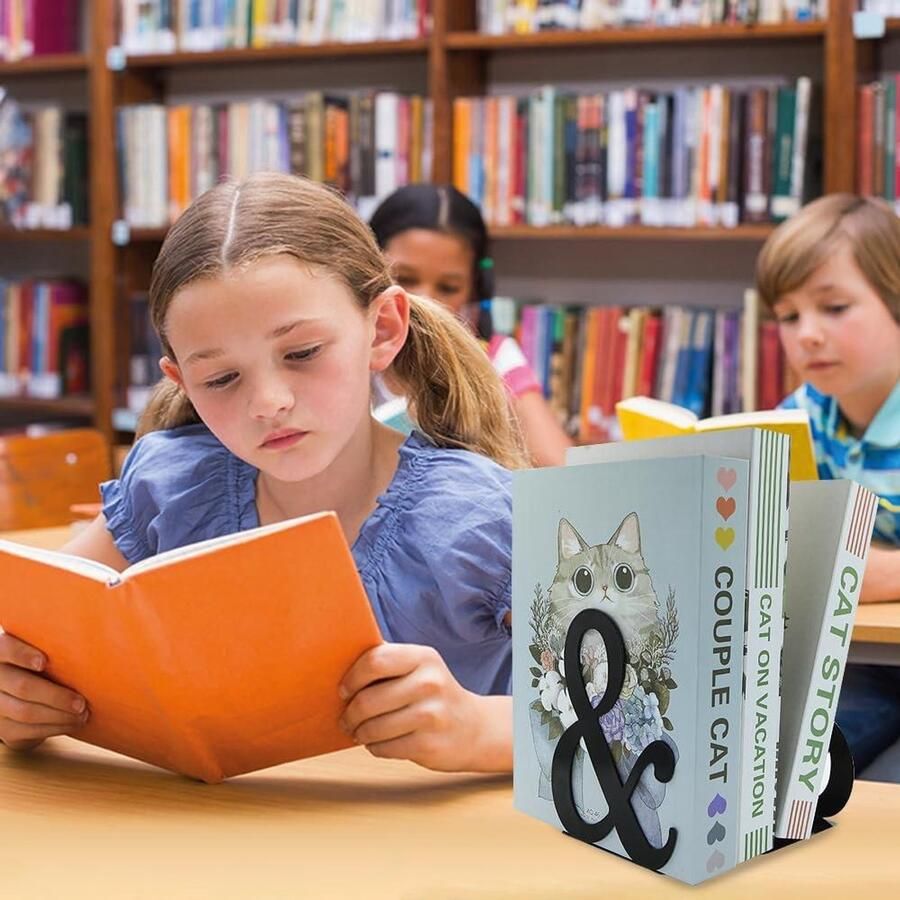 Allecto plus Metalen boekensteunen in de vorm van muzieknoten Set van 2 Zwart Voor kinderen en muziekliefhebbers Antislip Bureau organizer Boekenhouder voor bibliotheek Creatief design