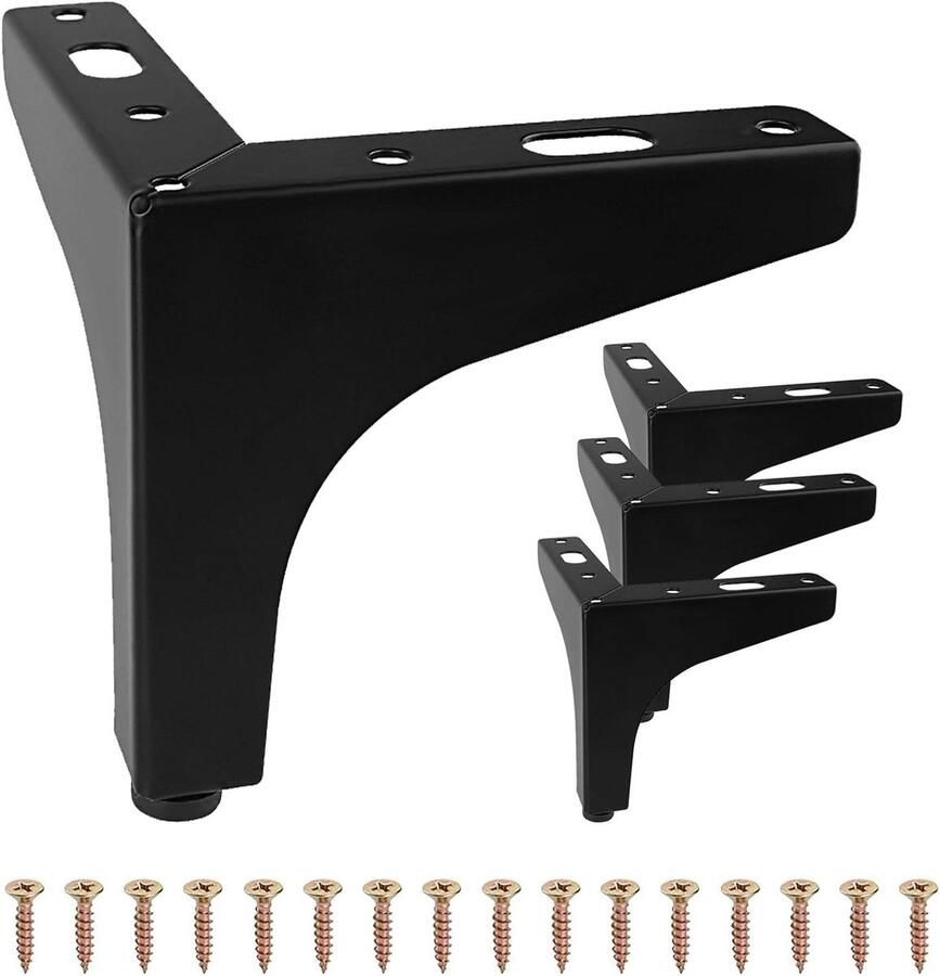Allecto Plus Metalen Meubelpoten Set van 4 Zwart 10 cm Inclusief Montageschroeven Geschikt voor Bank DIY Meubels Nachtkastje Tv-Kast Kledingkast Stijlvolle Toevoeging aan Jouw Interieur!