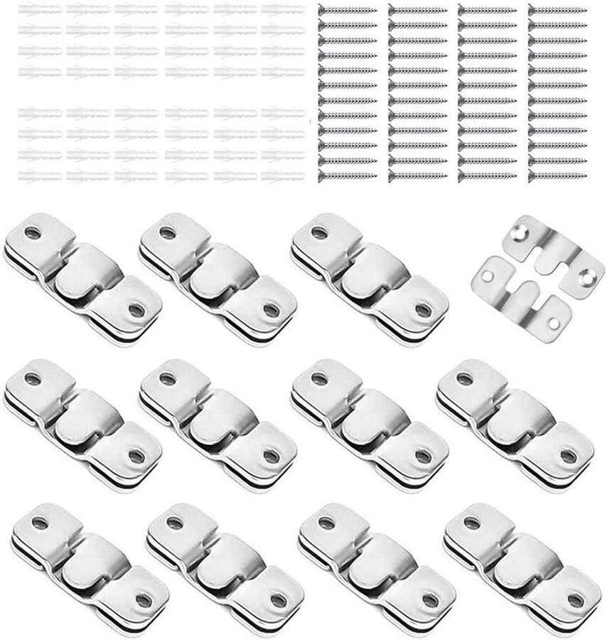 Inovra Plus Metalen meubelverbinders Set van 24 stuks Verborgen inbouw Voor banken meubels fotolijsten en spiegels Fotohangers en houders