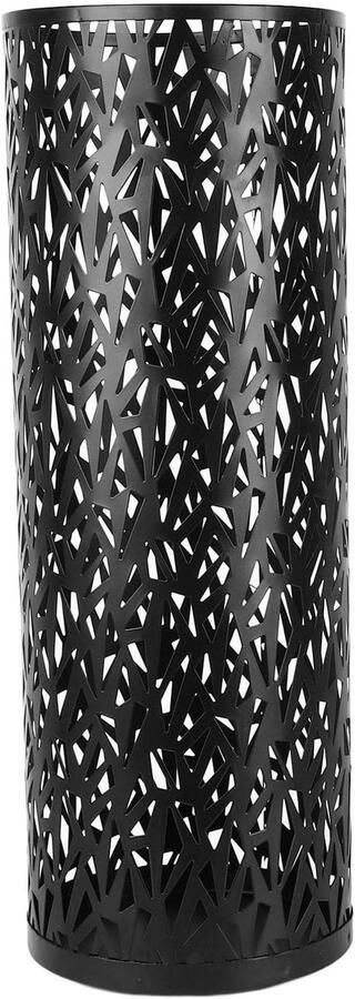 Allecto plus Metalen Paraplubakrek met Uitgehold Patroonontwerp Ideaal voor Entree en Kantoor Parapluhouder met Haken en Afneembare Lekbak S-formaat