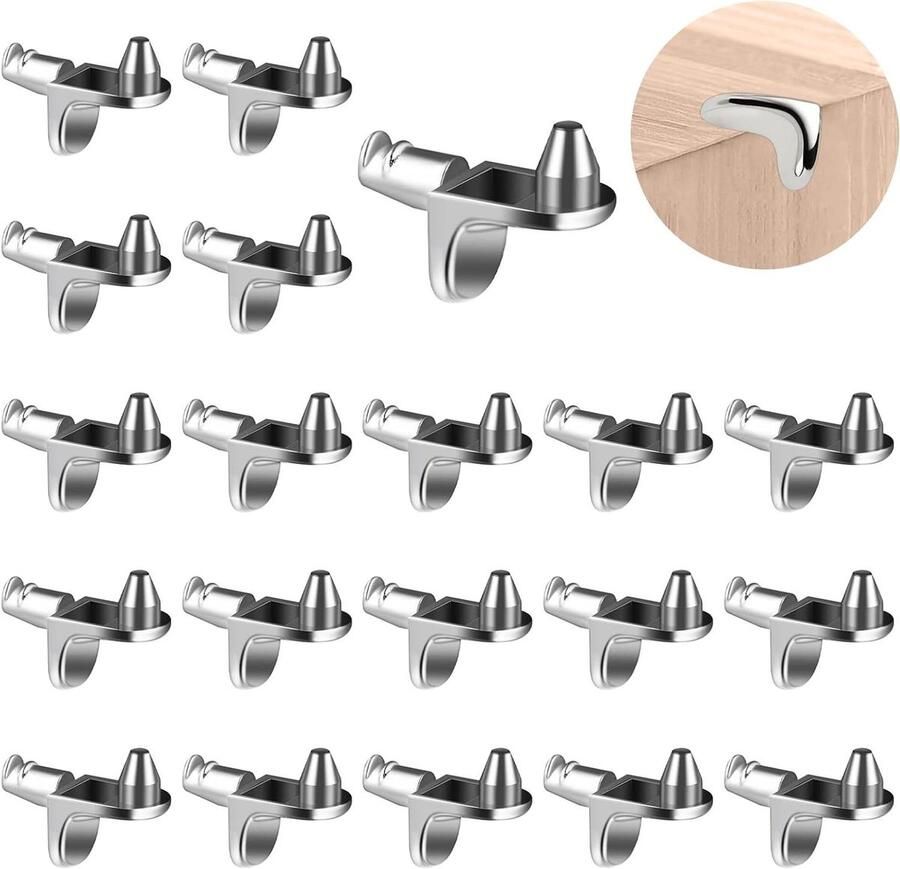 Allecto Plus Metalen plankdragers 20 stuks Meubelhouder 5 mm Vloerdragers Planksteunpennen Inlegplanken Hoekverbinders Kast steunen