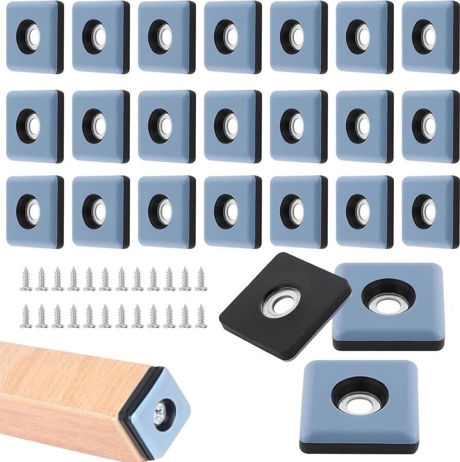 Allecto plus Meubelglijders om te schroeven teflon vierkant roestvrijstalen schroeven stoelglijders meubels stoelpoten (blauw)