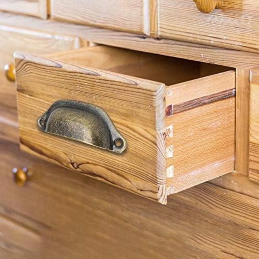 Allecto Plus Set van 8 antieke meubelgrepen in Chinese stijl voor boekenkasten en lades (Groen Brons)