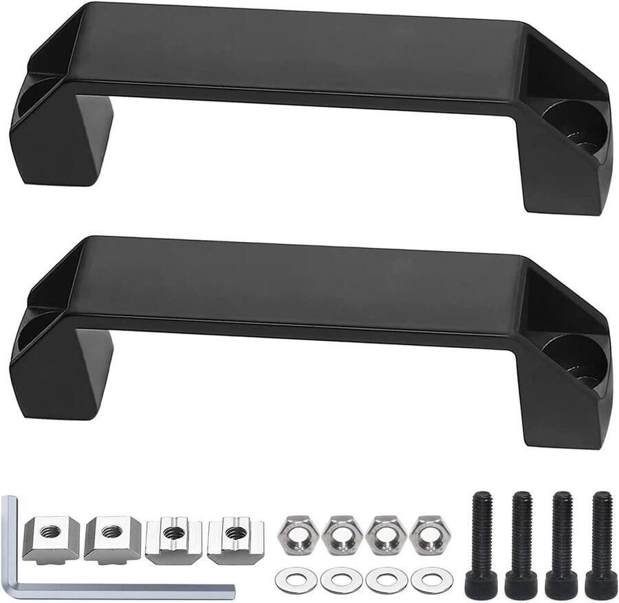 Allecto Premium Zwarte meubelgrepen van kunststof met beugelgreep voor kledingkasten Set van 2 120 mm Inclusief T-moer en bevestigingsschroeven