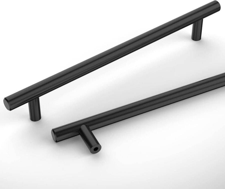 Allecto plus Set van 5 zwarte meubelgrepen 256 mm gatafstand Roestvrij staal Zinklegering Voor keukenkasten en kledingkasten