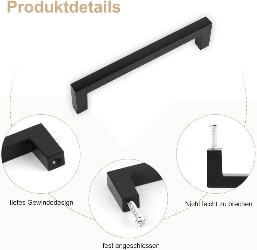 Meubelgrepen zwart 128 mm 12 stuks zwarte handgrepen voor keukenmeubels deurknoppen zwart met 24 schroeven 25 mm voor keukenkasten en laden