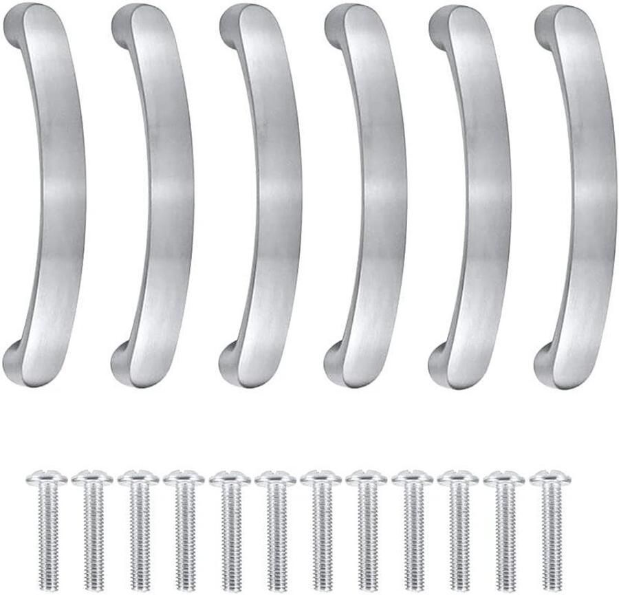 Allecto Plus Meubelgrepen 96 mm gatafstand Set van 6 Aluminium Moderne stijl Keukengrepen Kastgrepen met schroeven