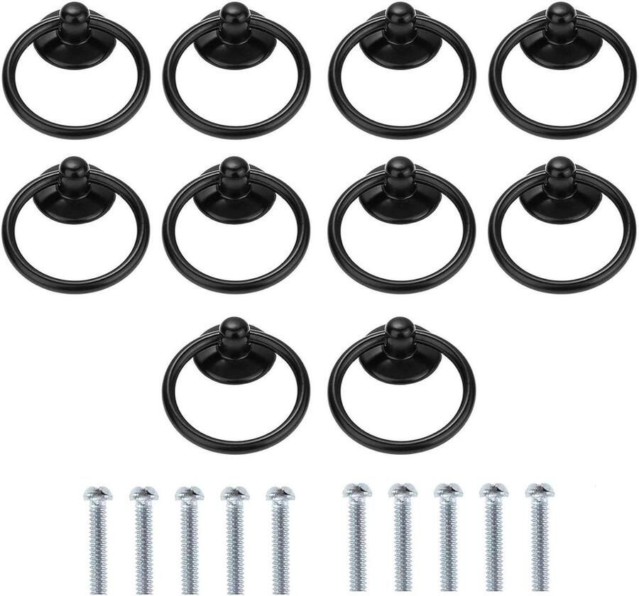 Allecto plus Meubelgrepen antiek vintage kastknoppen 10 stuks retro zwart