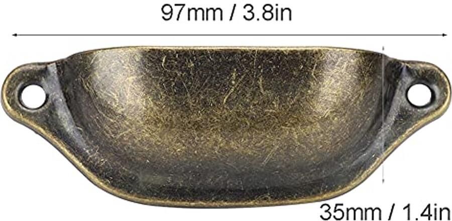 Allecto plus Meubelgrepen voor geneeskunde borst kast Set van 8 Halfronde Chinese stijl Groen bronzen afwerking 9 7 x 3 6 x 1 8 cm