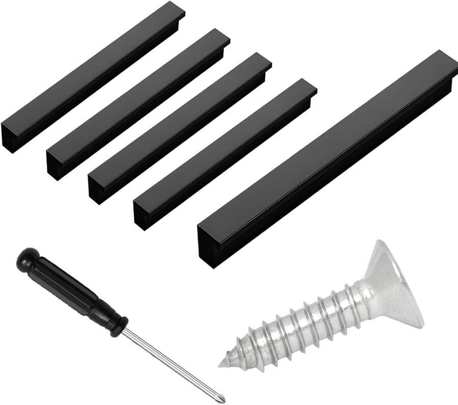 Allecto Plus Meubelgrepen zwart gatafstand 128 mm voor kast en lade set van 4 handgrepen