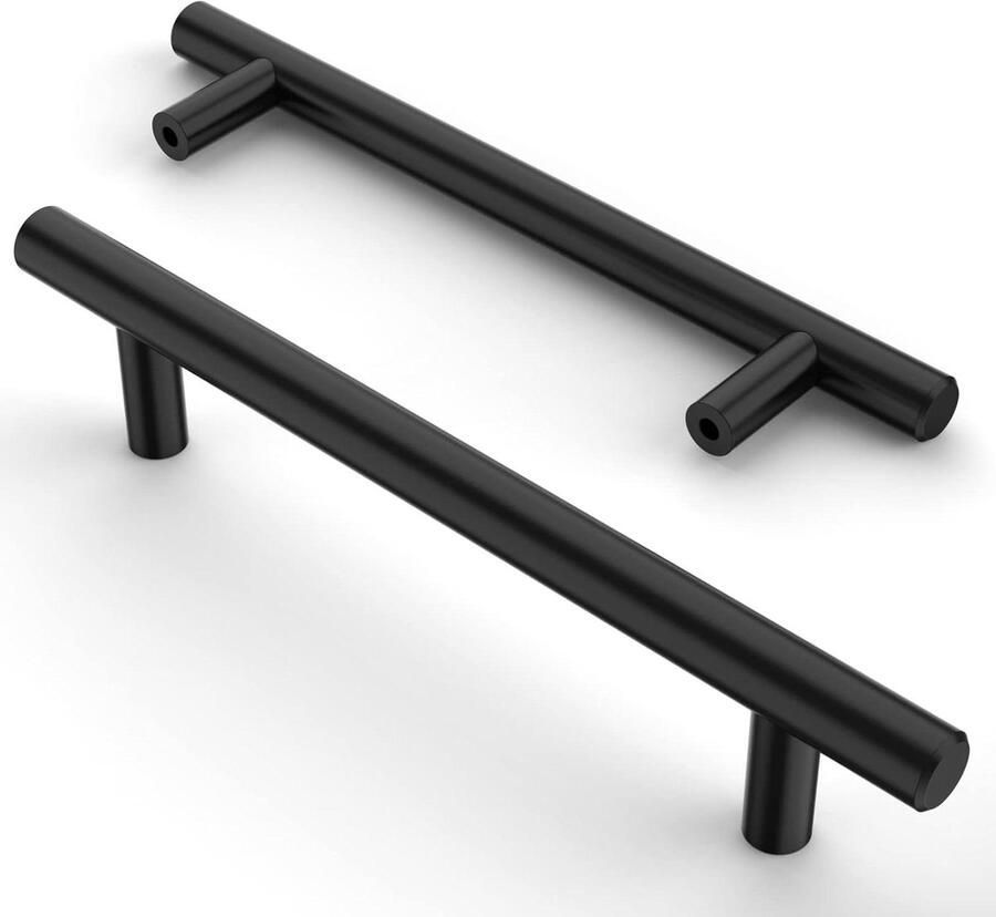 Allecto plus Meubelgrepen zwart roestvrij staal 128mm gatafstand set van 12. Perfect voor keuken- en kledingkasten