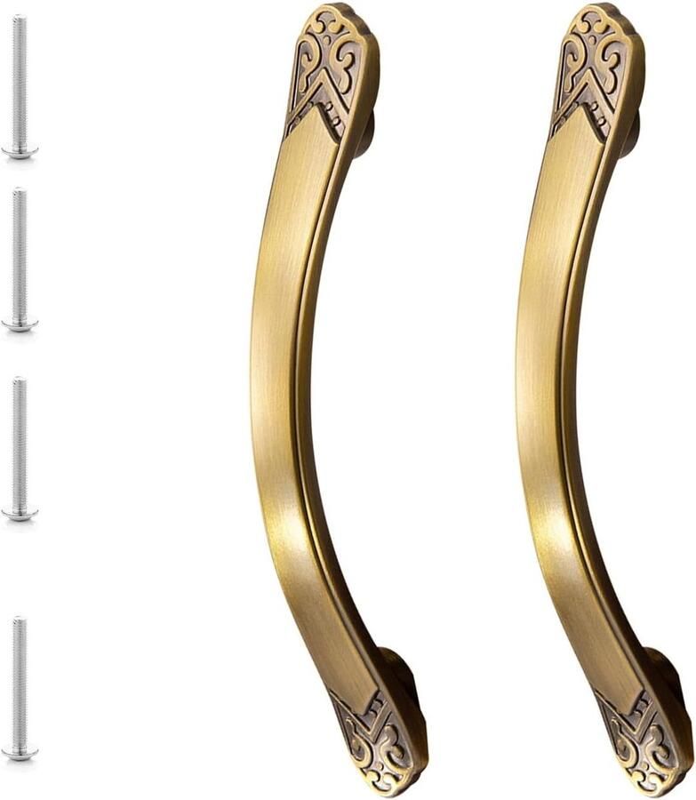 Allecto Plus Meubelhandgreep 2 stuks Retro Kastgrepen met Schroeven Zinklegering Antieke Keukenkastgrepen Antieke Stijl Handgrepen voor Keukenkasten Ladekasten Meubelgatenafstand 128 mm