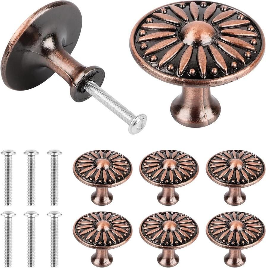 Allecto Plus Meubelknoppen oliegewreven brons vintage lade knoppen Set van 4