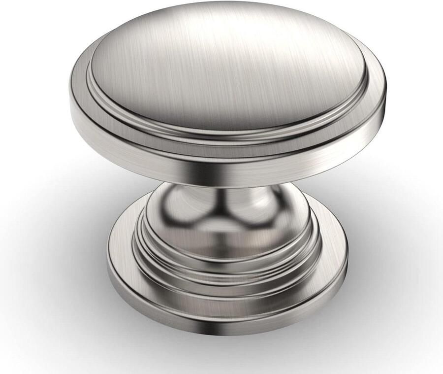 Allecto plus Meubelknoppen set van 12 stuks nikkel voor keukenkasten en lades Roestvrijstalen ronde handgrepen met schroeven