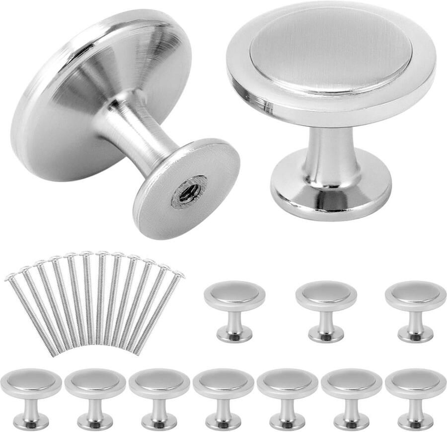 Allecto plus Meubelknoppen Set van 12 Stuks voor Kasten Lades en Deuren Dressoir Accessoires met Montagebenodigdheden