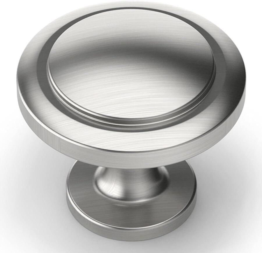 Allecto plus Meubelknoppen Set van 12 stuks voor Keuken en Kasten Rond Zinklegering Geborsteld Nikkel Design