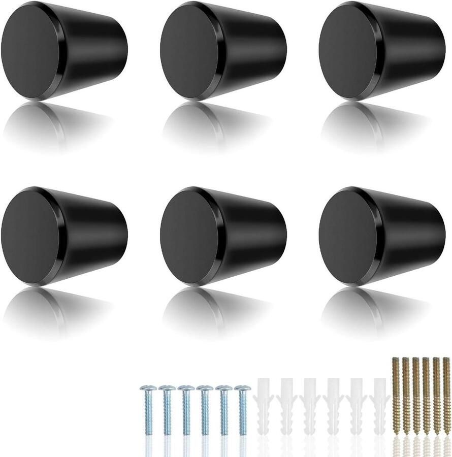Meubelknop 6 stuks zwart aluminiumlegering met expansiebuisschroeven
