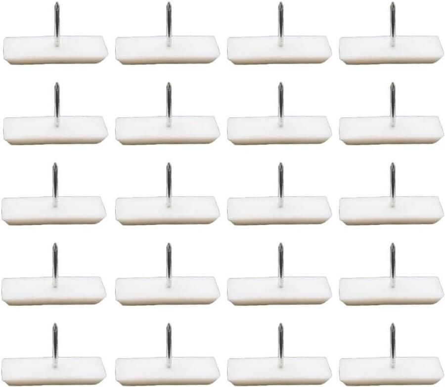 Allecto Plus Meubelpoten Set 20 Stuks Houten Glijpads voor Sofa en Tafel Plastic Stoel Been Vloerbeschermers 30 x 12 mm met Enkele Nagel
