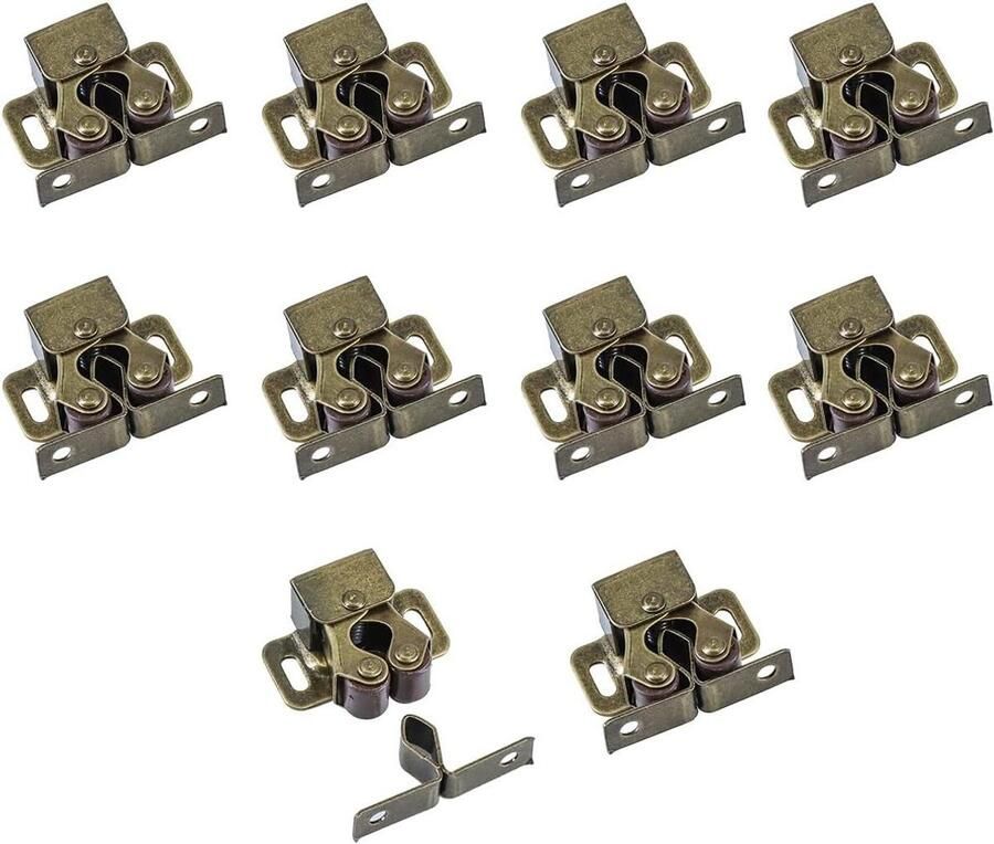 Allecto Plus Meubelsnappers 10 stuks Brons Dubbele Rol-Deursloten voor Kledingkast en Commode met Schroeven - Foto 2