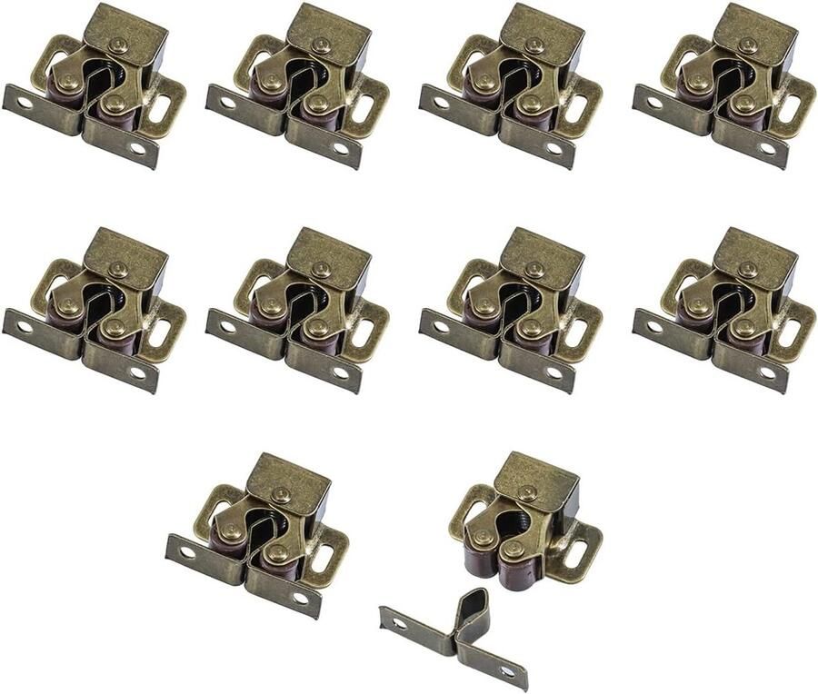 Allecto Plus Meubelsnappers 10 stuks Brons Dubbele Rol-Deursloten voor Kledingkast en Commode met Schroeven